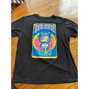 Rick and Morty Adult Swim Graphic T-Shirt Black Psychedelic Rainbow Mens Large